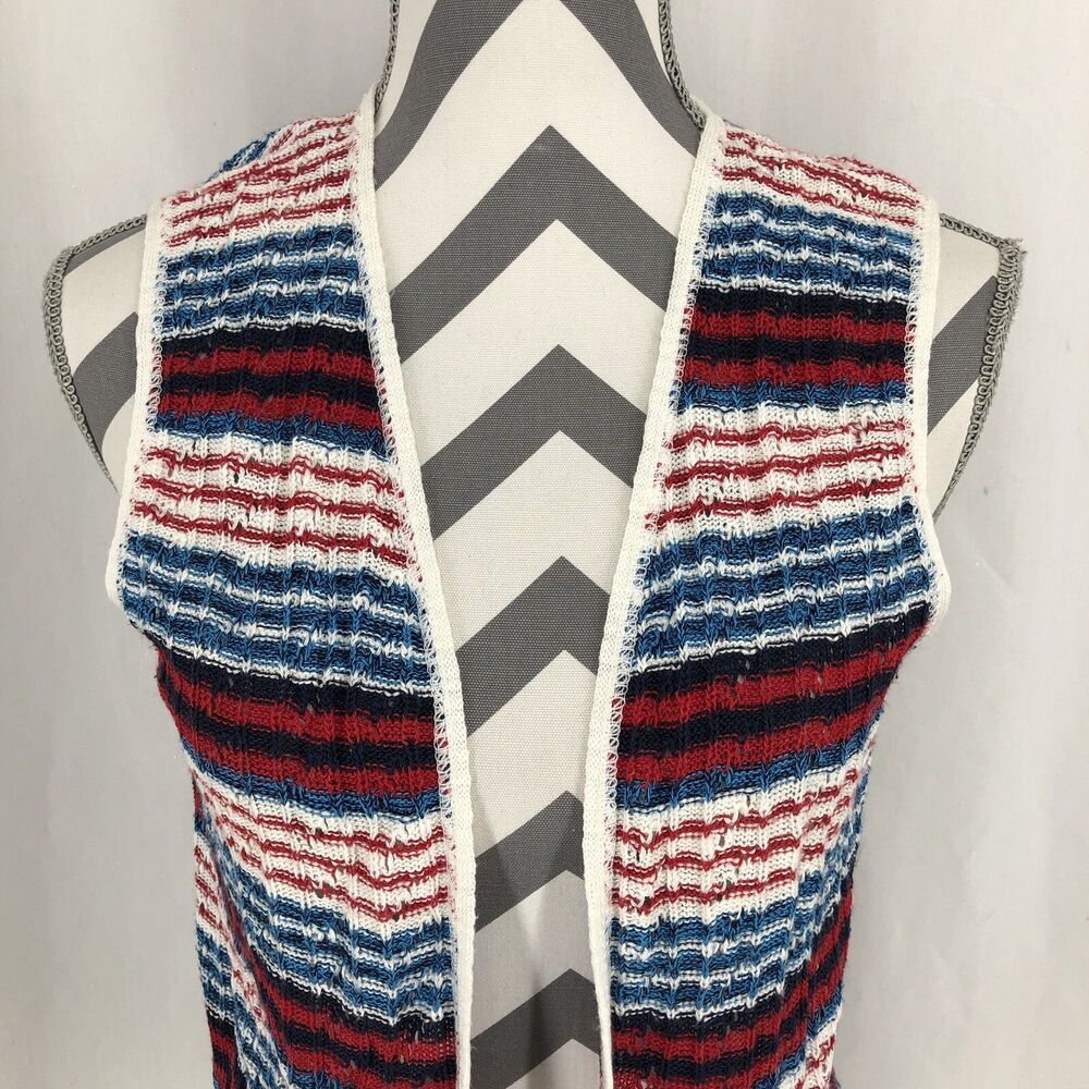 Christopher Banks Stripped Open Cardigan Sleeveless Sweater Vest Small USA